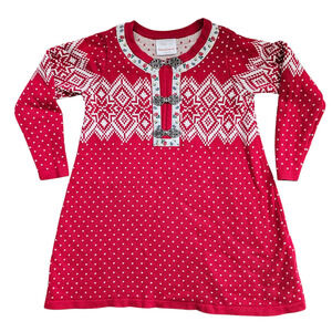 Hannah Anderson red white Fair Isle knit sweater dress size 5